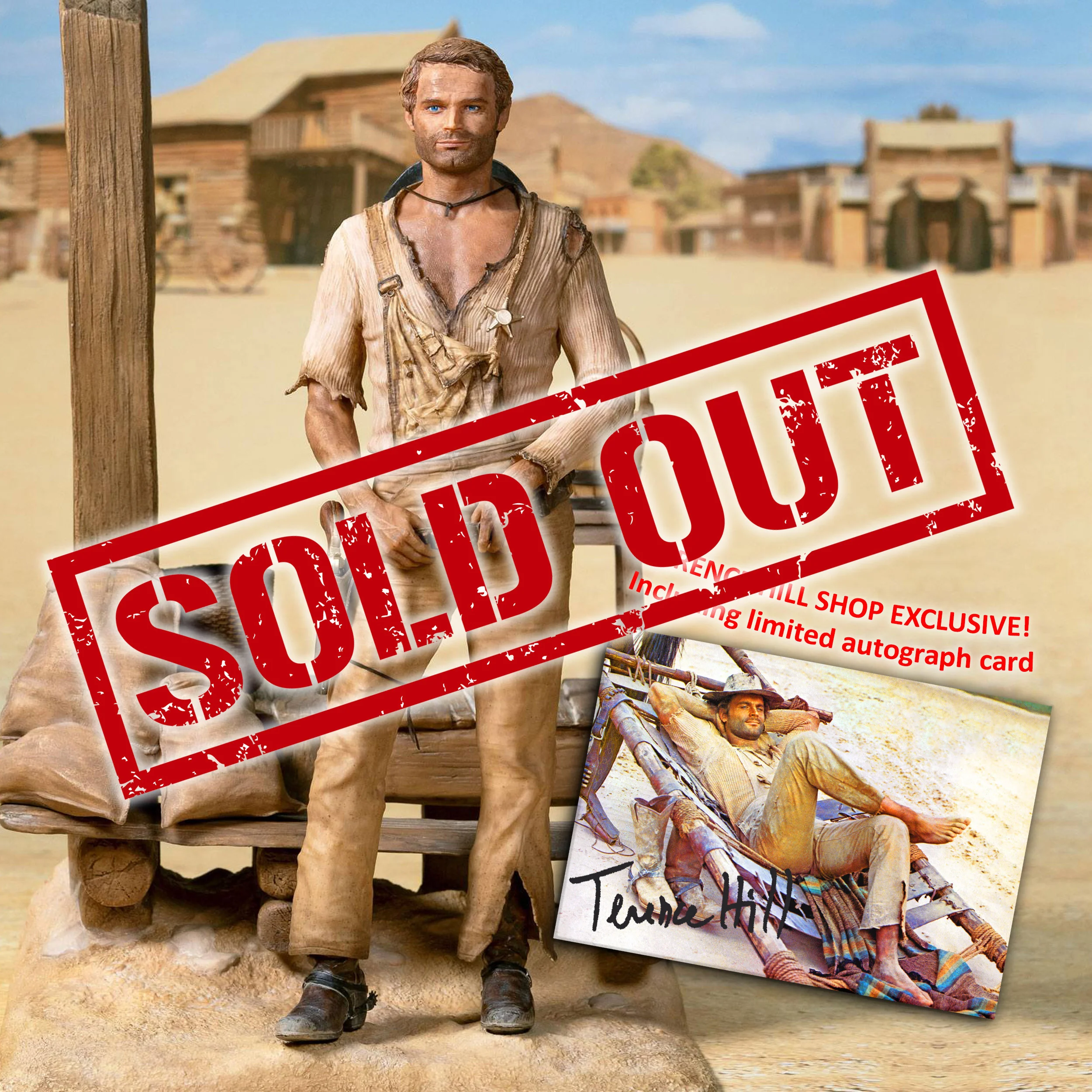 Terence Hill statue 1970 scale 1:6 (36cm) with exclusive autograph card